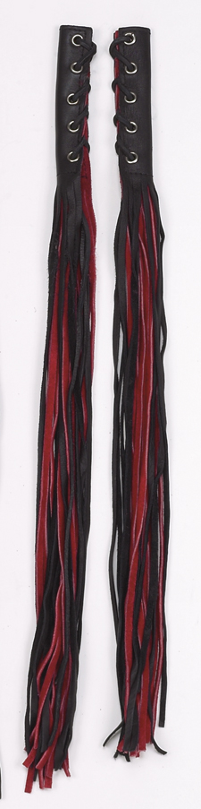 Red/Black Leather Motorcycle Fringed Lever Covers   