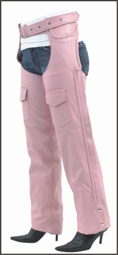 C326-Pink<br>Ladies Pink Braided chaps