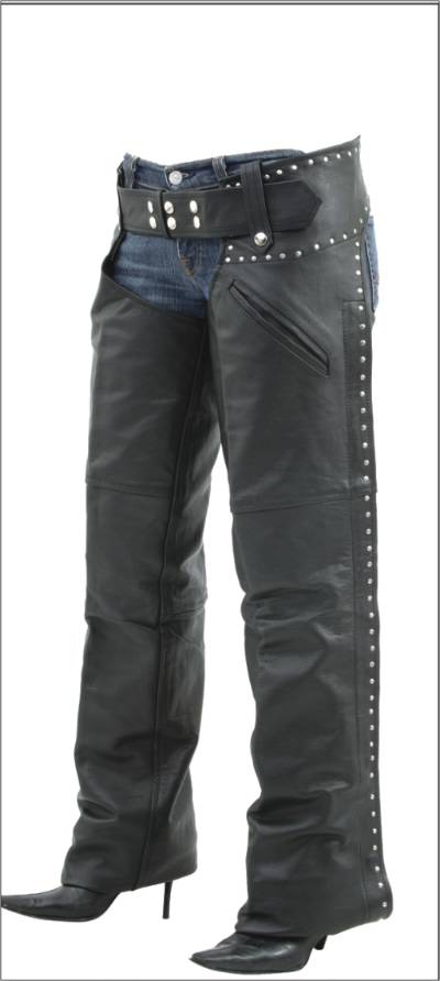 C329-01<br>Ladies Naked Cowhide Chaps w/ Studs