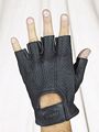 All leather fingerless riding gloves with gel and airvent holes with velcro