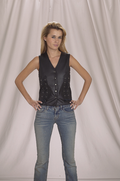 LV415<br>Ladies vest lamb skin with lacing on front as shown