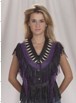 LV429<br>Ladies vest with beads, bone, braid and fringe with snaps