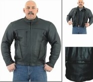 DMJ700<br>Mens Leather Motorcycle Jacket with zipout lining 