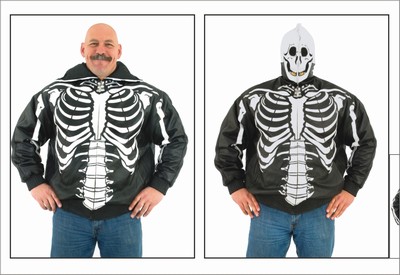 DMJ701<br>Mens Top Grade Soft Leather Skeleton w/ Skull Hood