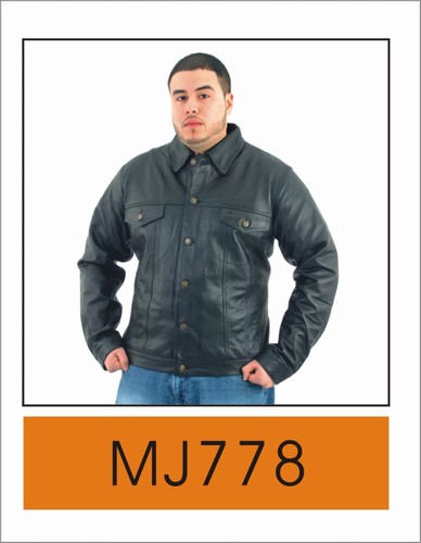 DMJ778<br>Mens leather shirt with buttons