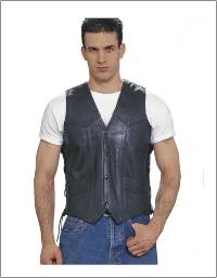 MV303-04<br>Plain Leather Vest w/ Side Laces (Heavy Weight)