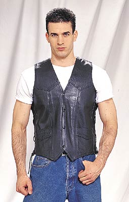 MV303<br>Multi-Pocket Leather Vest (Heavy Weight)