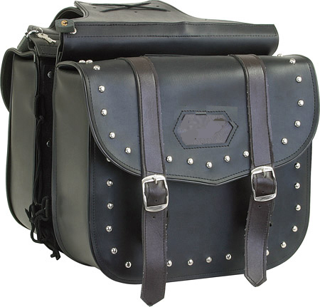 SD4053-PV<br>PVC SADDLEBAG WITH STUDS & BROWN STRAPS