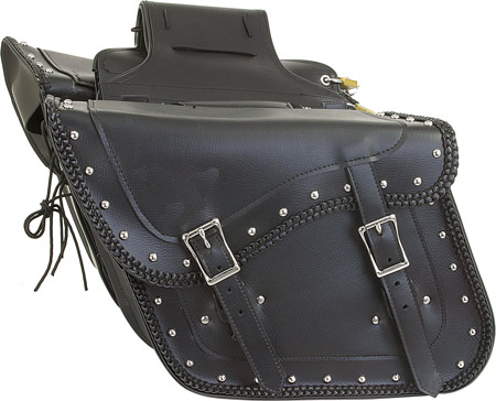 SD4065-PV<br>Slanted PVC Saddlbag w/ Studs & Braid