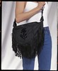 Ladies black rose inlay purse large