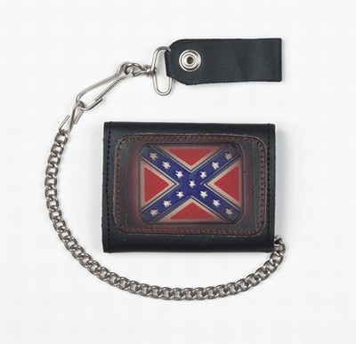 Biker Trifold Chain Wallet W/ Rebel Flag