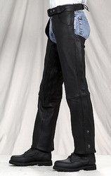 C332-01<br>Plain Leather Chaps w/ Gathered Thighs (Naked Leather)