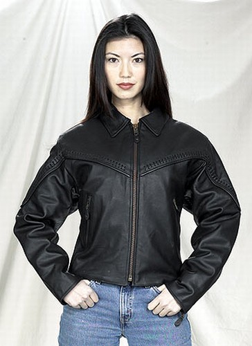 DLJ241-01<br>Ladies Naked Cowhide Motorcycle Jacket