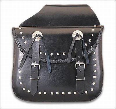 Leather Saddlebag w/ Braid, Studs & Conchos