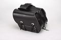 Leather Throwover slanted saddle bag with light reflector 