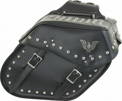 PVC SADDLE BAG WITH STUDS & EAGLE-LIFE TIME WARRANTY 