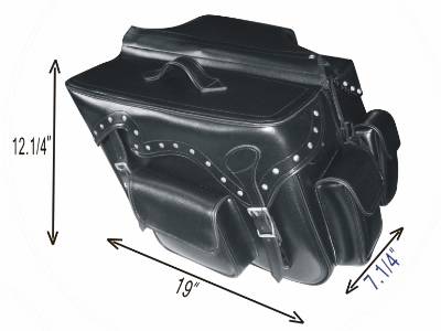 PVC-Throwover saddle bag with studs 