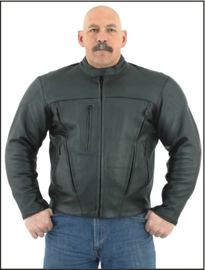 DMJ700-SS Mens Leather Motorcycle Jacket with zipout lining